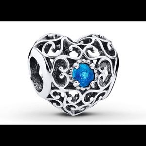 Pandora Openwork Heart Charm with Turquoise Stone